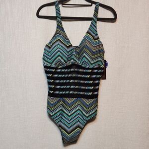 Tropiculture Mesh Bands One-Piece Swimwear Swimsuit  Size 16